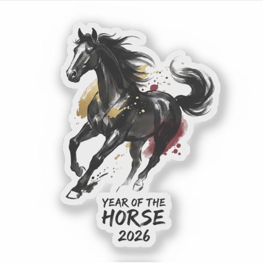 Chinese New Year 2026 Horse Art シール (正面)