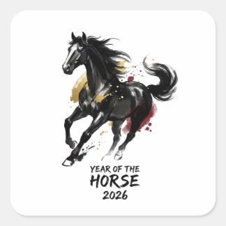 Chinese New Year 2026 Horse Art スクエアシール