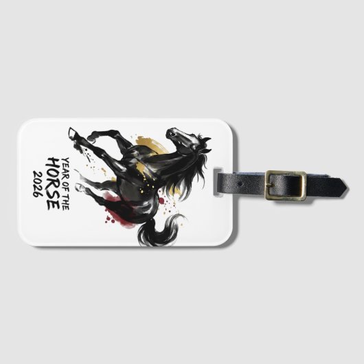 Chinese New Year 2026 Horse Art ラゲッジタグ (正面横)