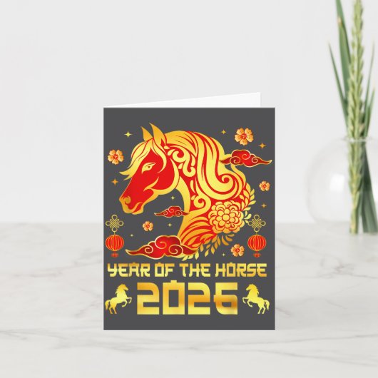 Chinese New Year 2026 Horse Happy Chinese New Year カード (正面)