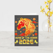 Chinese New Year 2026 Horse Happy Chinese New Year カード (黄色い花)