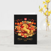 Chinese New Year 2026 Horse Happy Chinese New Year カード (黄色い花)