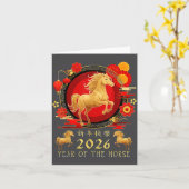 Chinese New Year 2026 Horse Happy Chinese New Year カード (黄色い花)