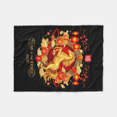 Chinese New Year 2026 Horse Happy Chinese New Year フリースブランケット (正面(横))