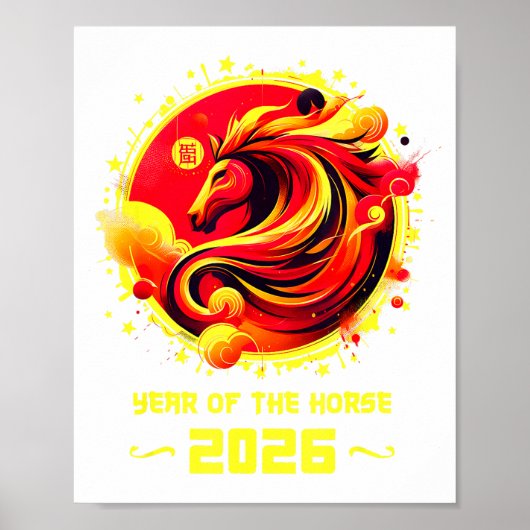 Chinese New Year 2026 Horse Happy Chinese New Year ポスター (正面)