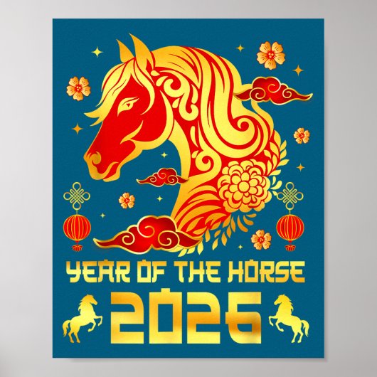 Chinese New Year 2026 Horse Happy Chinese New Year ポスター (正面)