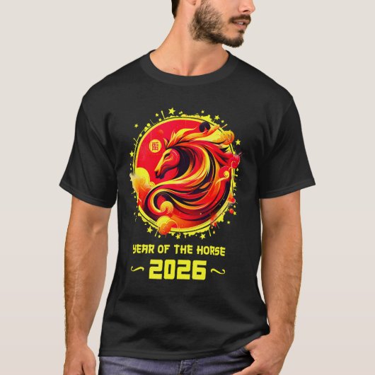 Chinese New Year 2026 Horse Happy Chinese New Year Tシャツ (正面)