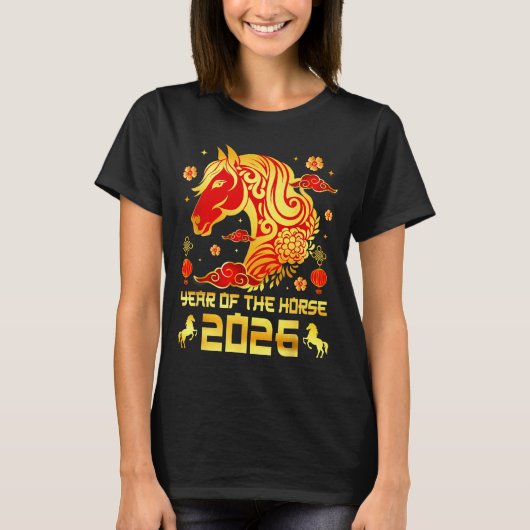 Chinese New Year 2026 Horse Happy Chinese New Year Tシャツ (正面)