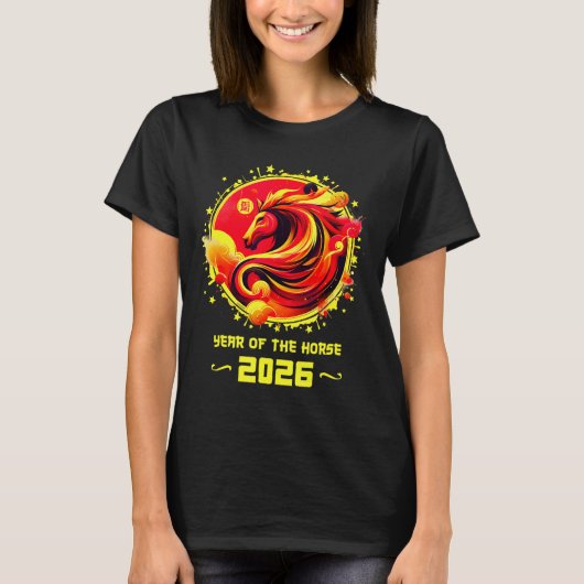 Chinese New Year 2026 Horse Happy Chinese New Year Tシャツ (正面)