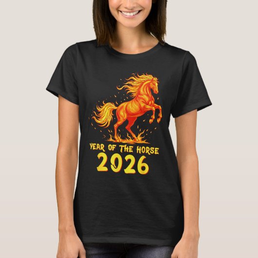 Chinese New Year 2026 Horse Happy Chinese New Year Tシャツ (正面)