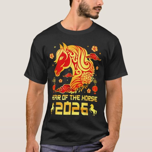 Chinese New Year 2026 Horse Happy Chinese New Year Tシャツ (正面)