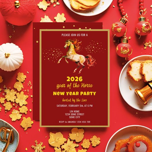 Chinese New Year 2026 Horse Ink New Year Party 招待状