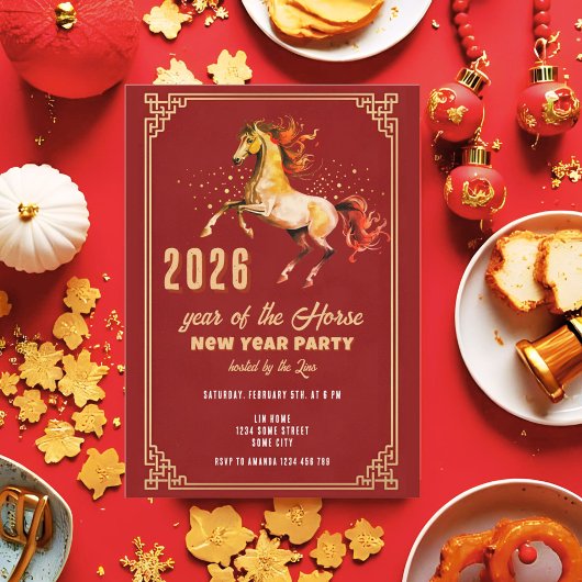Chinese New Year 2026 Horse New Year Party 招待状