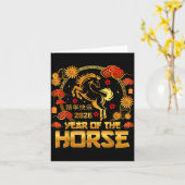Chinese New Year 2026 Lunar Year Of The Horse Chin カード (黄色い花)
