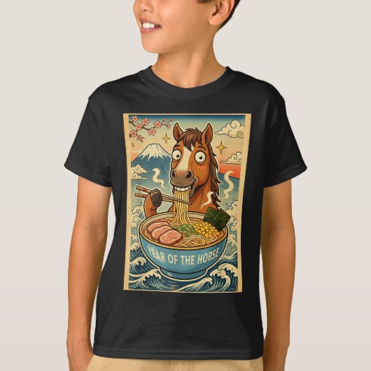 Chinese New Year 2026 Of The Horse Ramen Lunar New Tシャツ (正面)