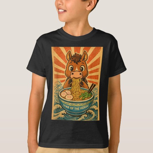 Chinese New Year 2026 Of The Horse Ramen Lunar New Tシャツ (正面)