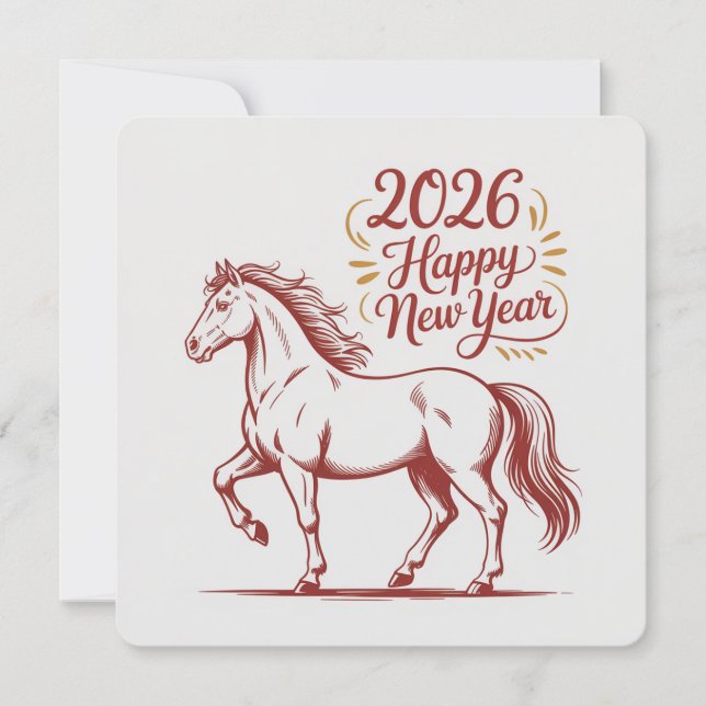 Chinese New Year 2026 Red Fire Horse Card (正面)