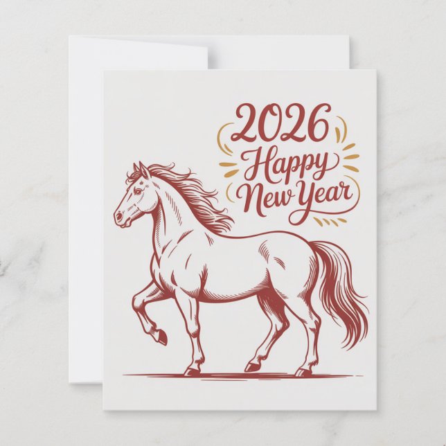 Chinese New Year 2026 Red Fire Horse Card (正面)