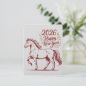 Chinese New Year 2026 Red Fire Horse Card 出欠カード (スタンド正面)