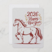Chinese New Year 2026 Red Fire Horse Card 出欠カード (正面/裏面)