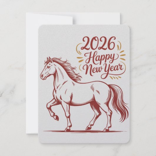 Chinese New Year 2026 Red Fire Horse Card 出欠カード (正面)