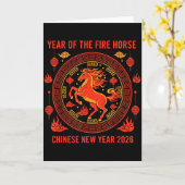 Chinese New Year 2026 Year Of The Fire Horse  カード (黄色い花)