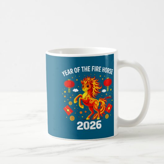 Chinese New Year 2026 Year Of The Fire Horse  コーヒーマグカップ (右)