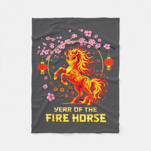 Chinese New Year 2026 Year Of The Fire Horse  フリースブランケット (正面)