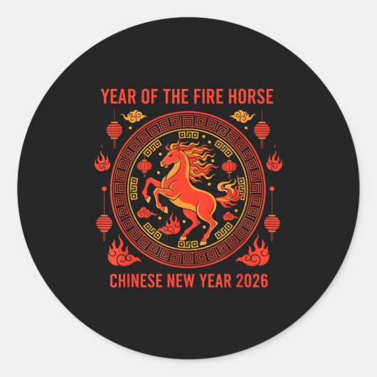 Chinese New Year 2026 Year Of The Fire Horse  ラウンドシール (正面)