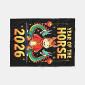 Chinese New Year 2026 Year Of The Horse  フリースブランケット (正面(横))