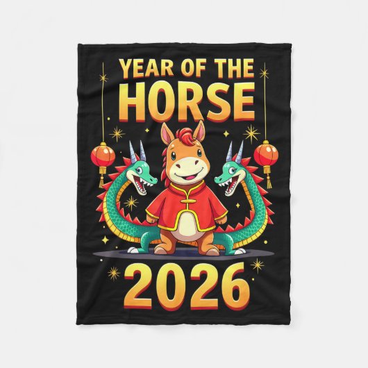 Chinese New Year 2026 Year Of The Horse  フリースブランケット (正面)