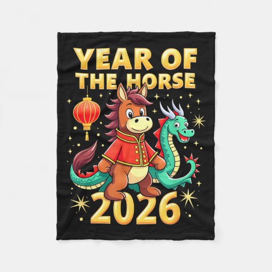 Chinese New Year 2026 Year Of The Horse  フリースブランケット (正面)