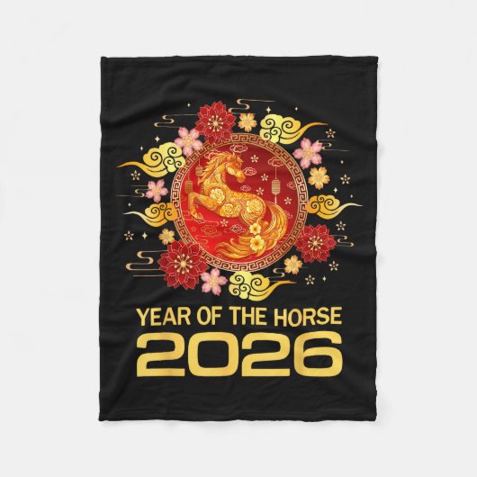 Chinese New Year 2026 Year Of The Horse  フリースブランケット (正面)
