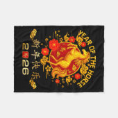 Chinese New Year 2026 Year Of The Horse  フリースブランケット (正面(横))