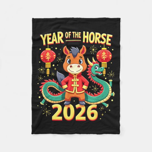Chinese New Year 2026 Year Of The Horse  フリースブランケット (正面)