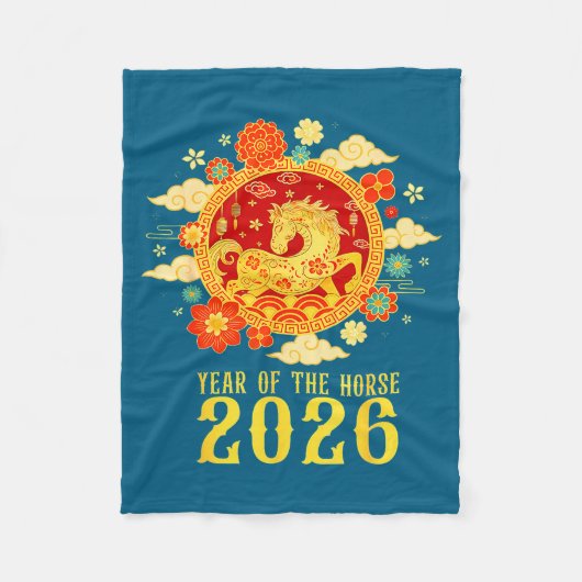 Chinese New Year 2026 Year Of The Horse  フリースブランケット (正面)