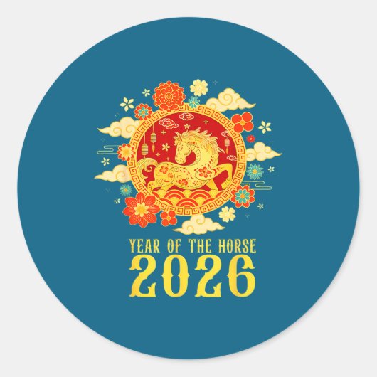 Chinese New Year 2026 Year Of The Horse  ラウンドシール (正面)