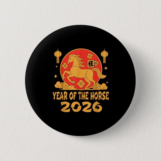 Chinese New Year 2026 Year Of The Horse  缶バッジ (正面)