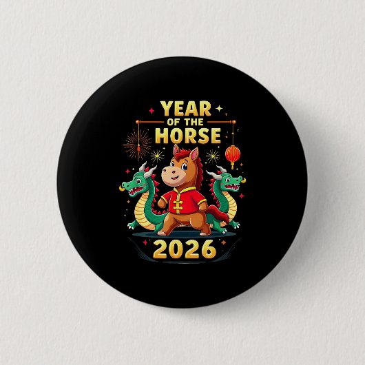 Chinese New Year 2026 Year Of The Horse  缶バッジ (正面)
