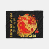 Chinese New Year 2026 Year Of The Horse Happy Luna フリースブランケット (正面(横))