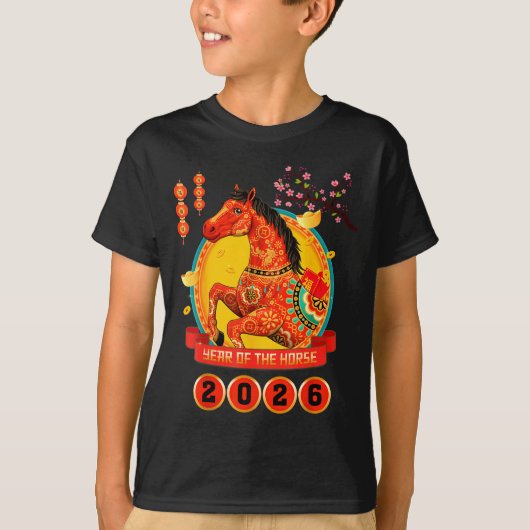 Chinese New Year 2026 Year Of The Horse Happy Luna Tシャツ (正面)