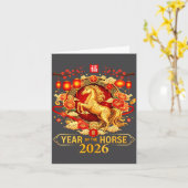 Chinese New Year 2026 Year Of The Horse Happy New  カード (黄色い花)