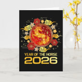 Chinese New Year 2026 Year Of The Horse Happy New  カード (黄色い花)