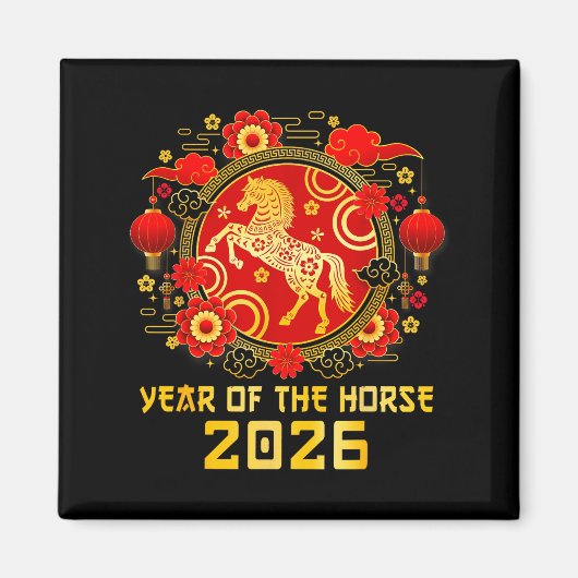 Chinese New Year 2026 Year Of The Horse Happy New  マグネット (正面)