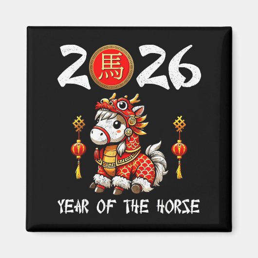 Chinese New Year 2026 Year Of The Horse Happy New  マグネット (正面)