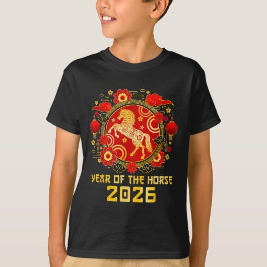 Chinese New Year 2026 Year Of The Horse Happy New  Tシャツ (正面)