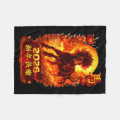 Chinese New Year 2026 Year Of The Horse Lunar Cele フリースブランケット (正面(横))