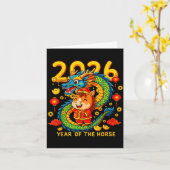 Chinese New Year 2026 Year Of The Horse Lunar New  カード (黄色い花)