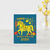 Chinese New Year Clothing Year Of The Horse 2026  カード (黄色い花)