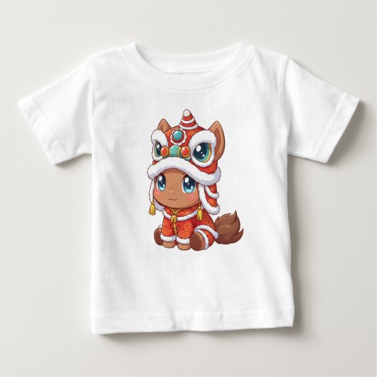Chinese New Year Horse 2026 ベビーTシャツ (正面)